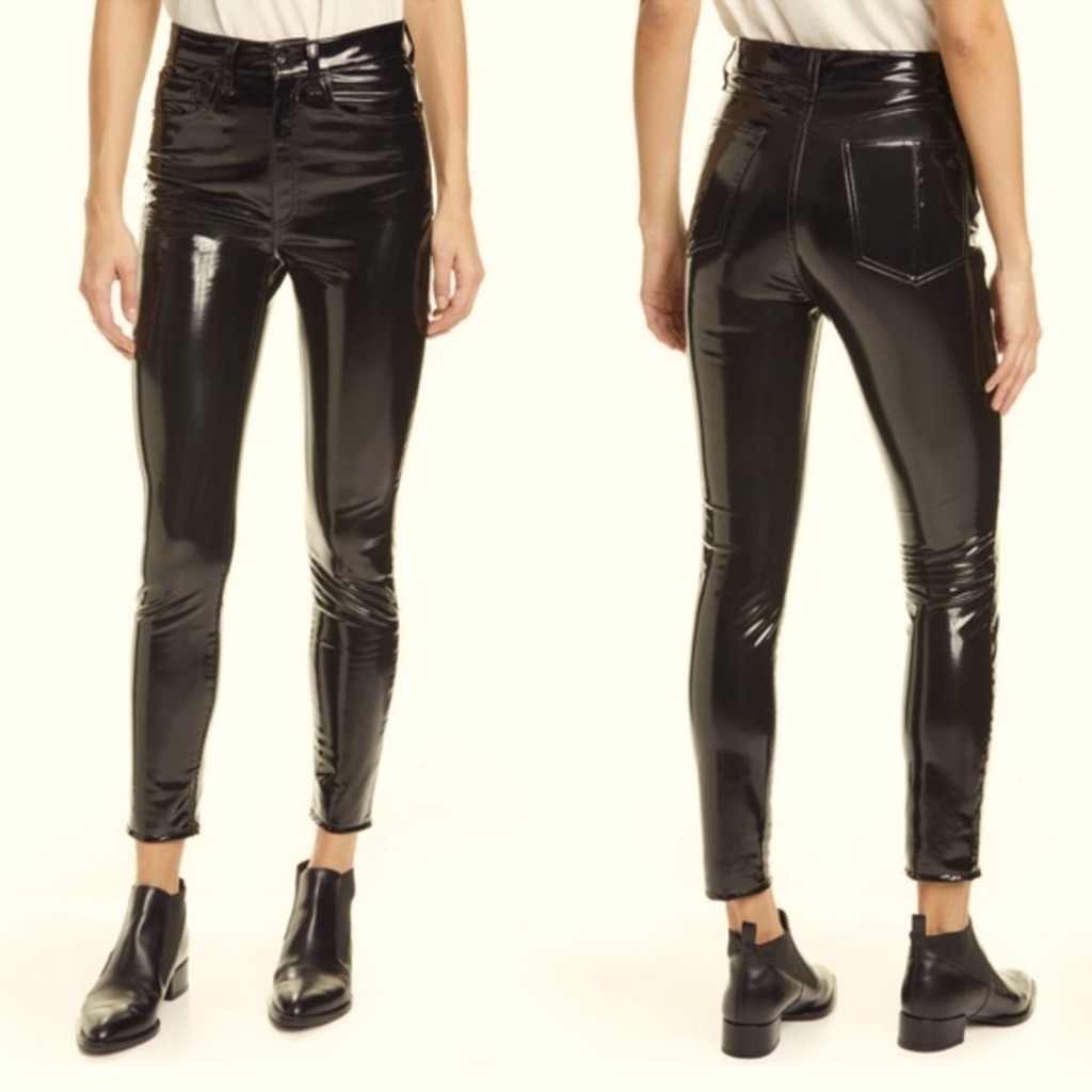 Rag & Bone Black High Rise Vinyl Skinny